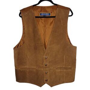 Beyond Leather Suede Vest Waistcoat Men's XL Tan Brown Western Rockabilly